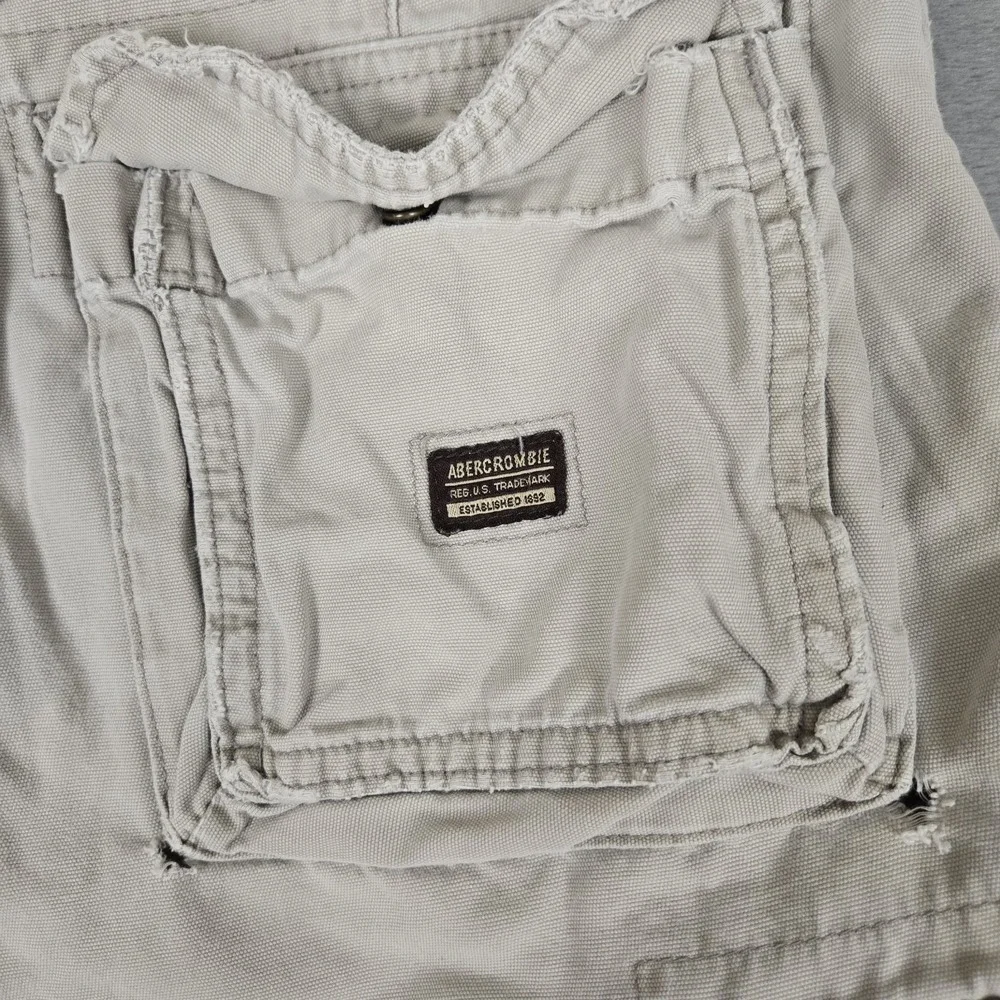 Abercrombie & Fitch Cargo Shorts 34 Beige Vintage Fatigues Military Distressed
